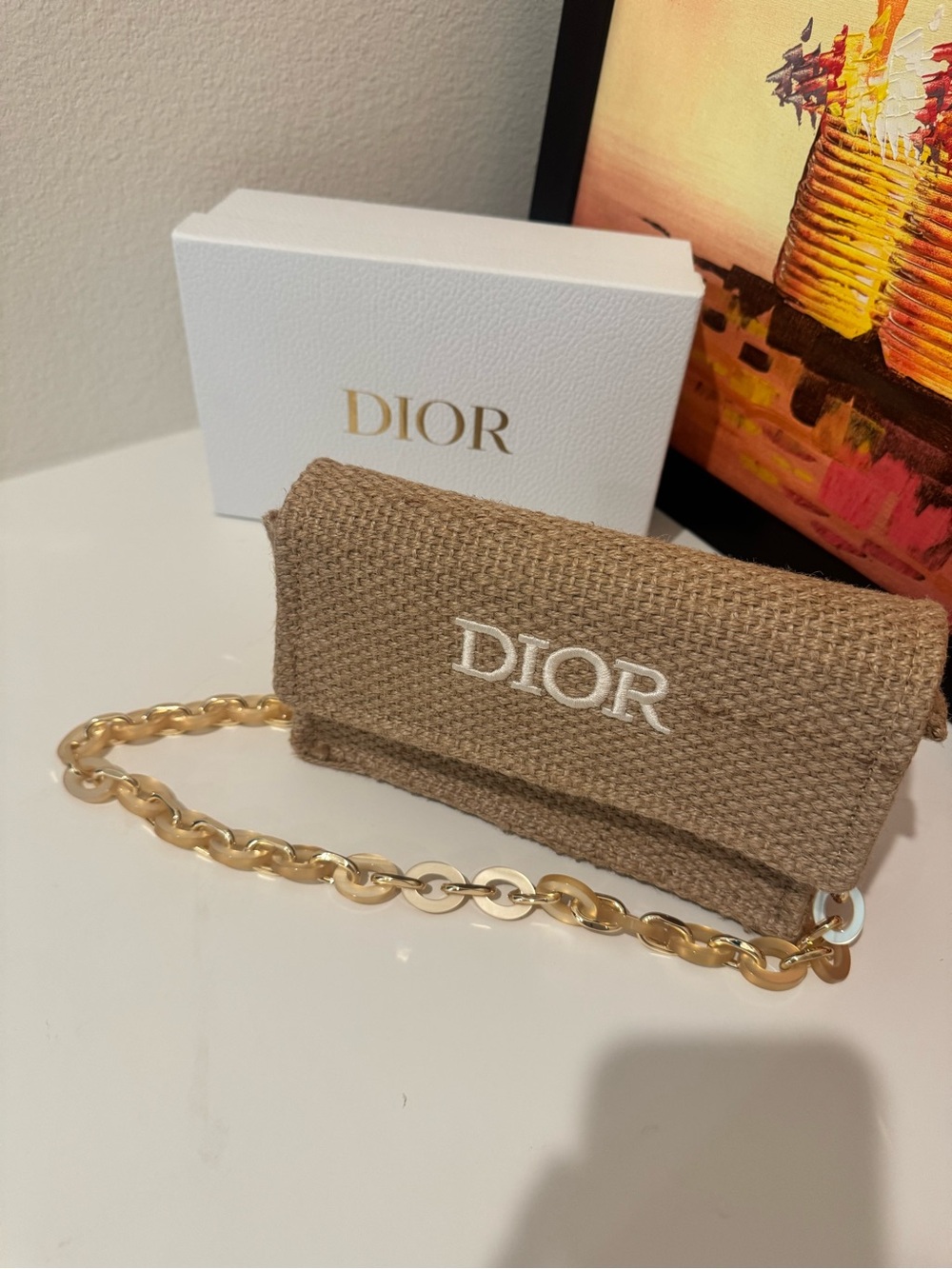 Dior Beauty Makeup Bag Woven D rings and chain Added